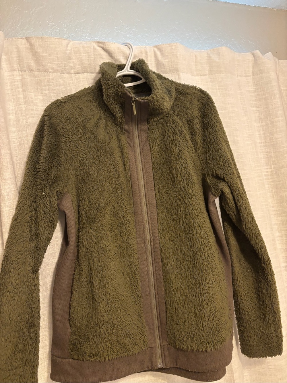 The North Face Olive Green Teddy Fleece Jacket